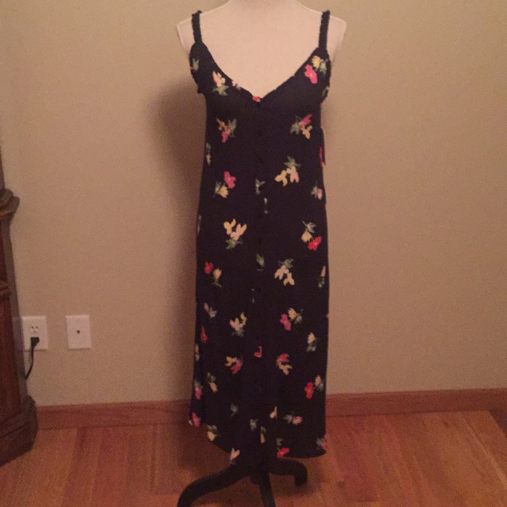 Billabong black floral midi dress